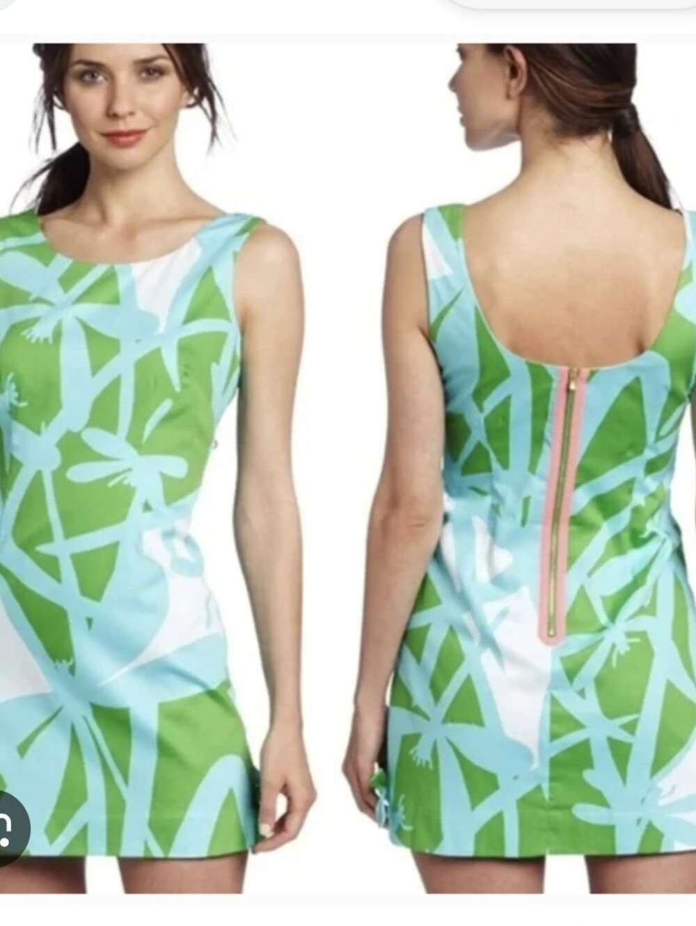 Lilly Pulitzer Green & Light  Blue Delia Shuft Dress Sz.0